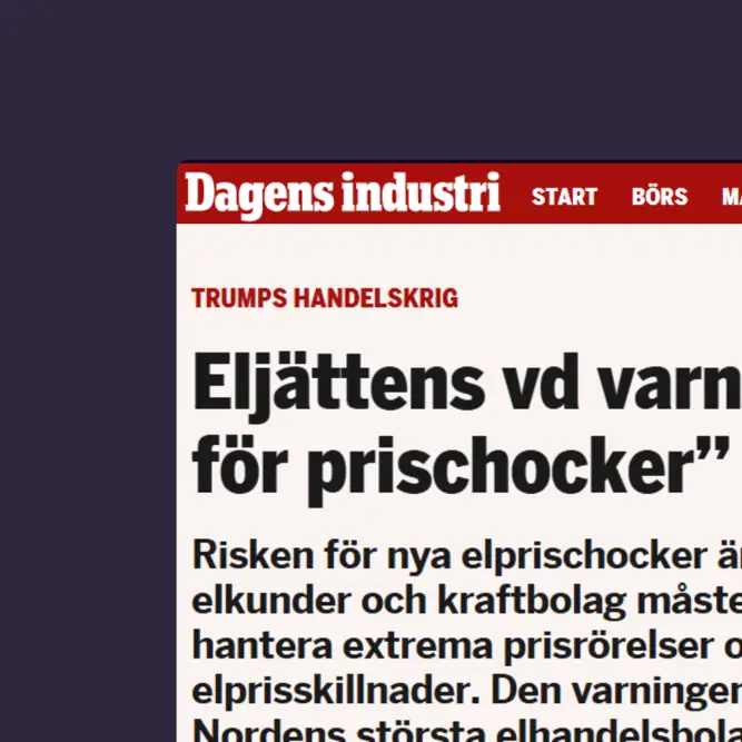 Mockup of press article from Dagens Industri