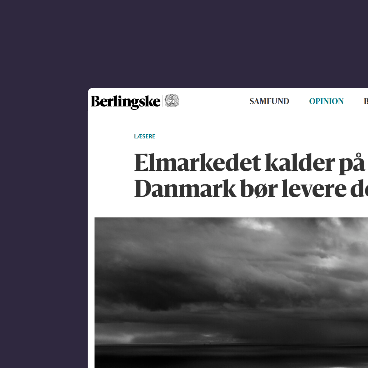 Mockup of press article from Berlingske Opinion