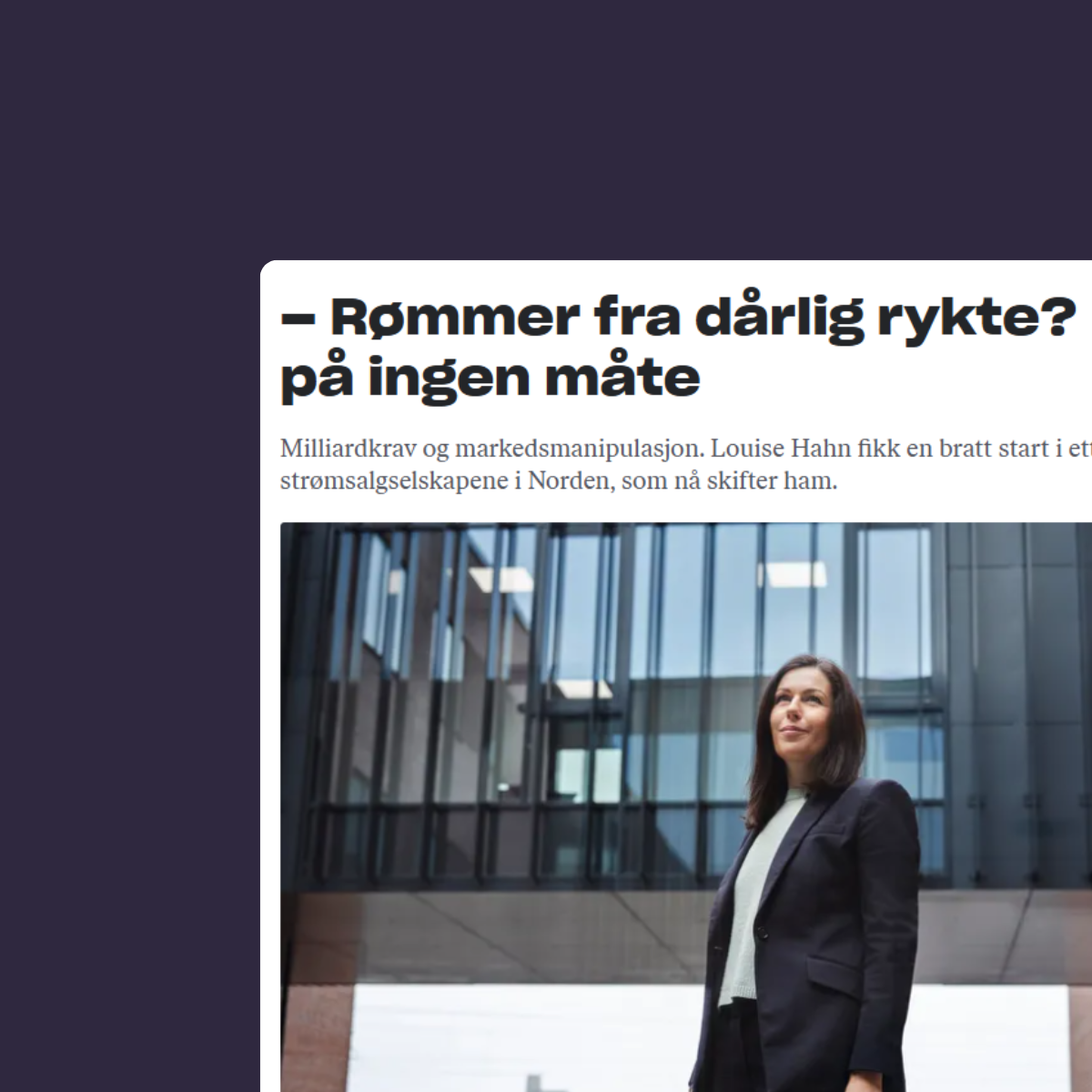 Mockup of press article from Dagens Næringsliv