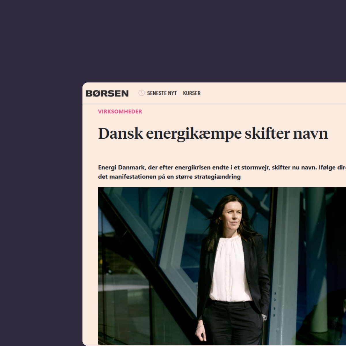 Mockup of press article from Børsen